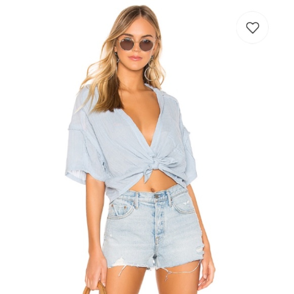 Free People Baby Blue Full of Light Top